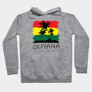 Guyana National Colors with Palm Silhouette Hoodie